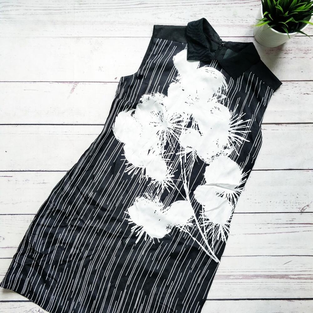 MISS WU by JASON WU Black and White Silk Dress Sleeveless LBD 2